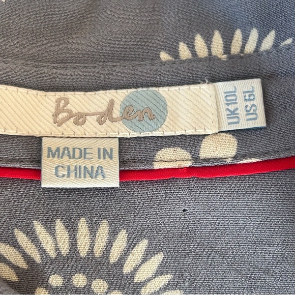 BODEN Floral Printed Long Sleeve Shirt Dress Size 6 L Dusty Blue - Picture 7 of 10